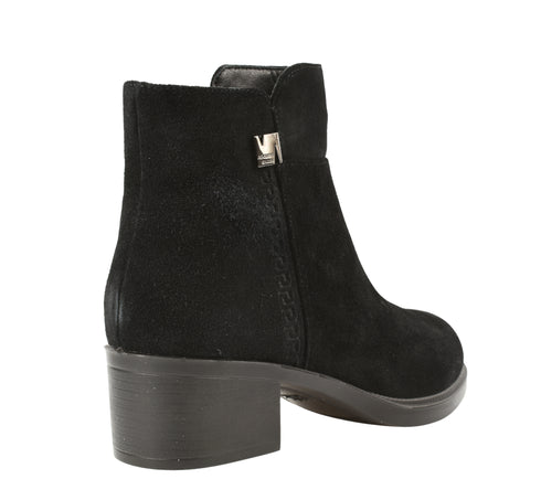 Ghete casual, dama, FORMAZIONE, E0250-14 negru, piele intoarsa, cu toc