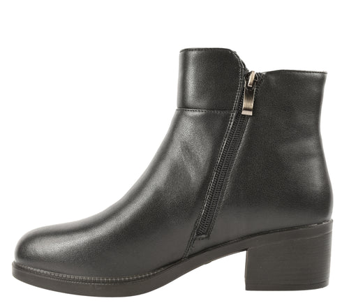 Ghete casual, dama, FORMAZIONE, E0250-1 negru, piele naturala, cu toc