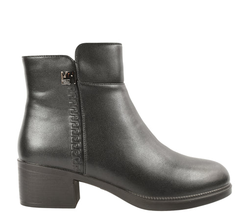 Ghete casual, dama, FORMAZIONE, E0250-1 negru, piele naturala, cu toc