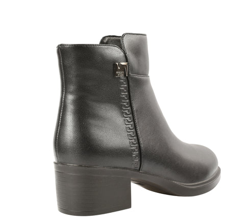 Ghete casual, dama, FORMAZIONE, E0250-1 negru, piele naturala, cu toc