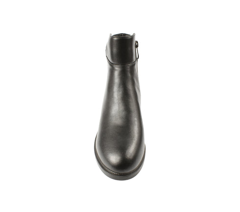 Ghete casual, dama, FORMAZIONE, E0250-1 negru, piele naturala, cu toc