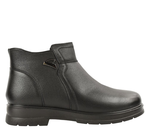 Ghete casual, dama, FORMAZIONE, M758 negru, piele naturala