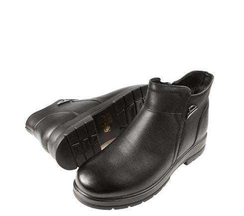 Ghete casual, dama, FORMAZIONE, M758 negru, piele naturala