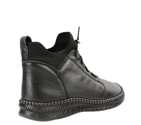 Ghete casual, dama, FORMAZIONE, 2061 negru, piele naturala