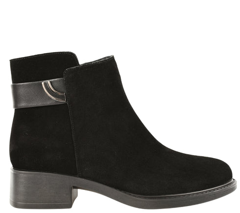 Ghete casual, dama, FORMAZIONE, R52131-35 negru, piele intoarsa