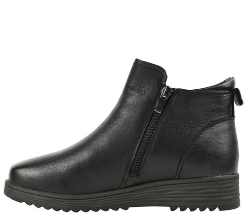 Ghete casual, dama, GALLOP, 3901, negru, piele naturala