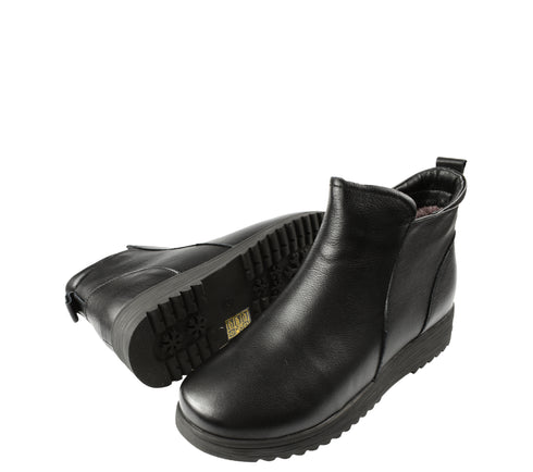 Ghete casual, dama, GALLOP, 3901, negru, piele naturala