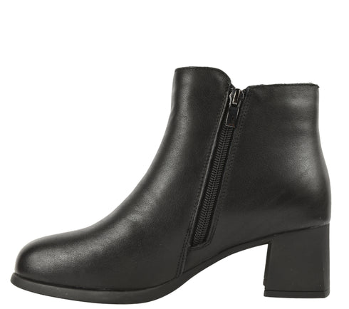 Ghete casual, dama, GALLOP, 8858, negru, piele naturala, cu toc