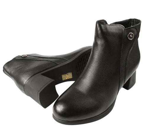 Ghete casual, dama, GALLOP, 8858, negru, piele naturala, cu toc