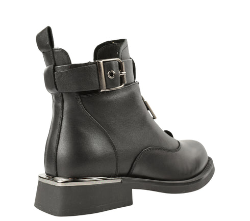 Ghete casual, dama, KARISMA, CN70010A negru, piele naturala