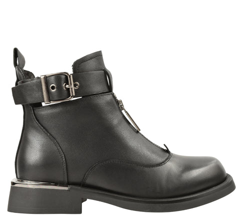 Ghete casual, dama, KARISMA, CN70010A negru, piele naturala