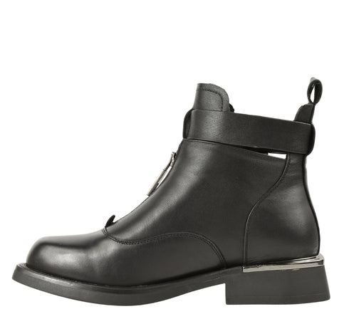 Ghete casual, dama, KARISMA, CN70010A negru, piele naturala