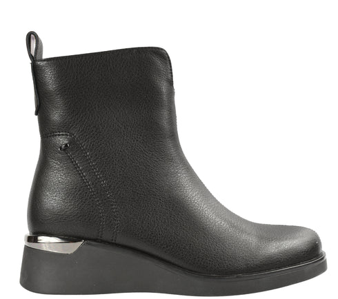 Ghete casual, dama, KARISMA, XS70021A negru, piele naturala