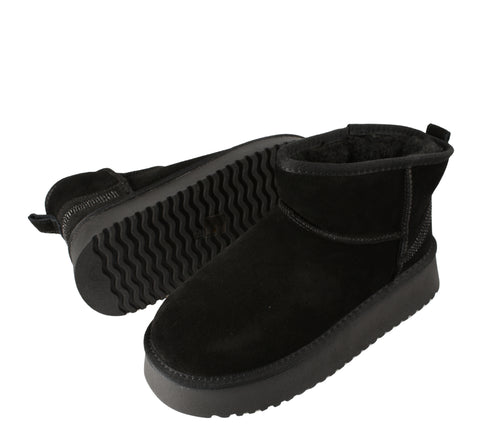 Ghete sport, dama, PASS COLLECTION, AB70011B, negru, piele intoarsa