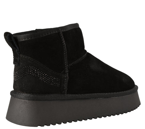 Ghete sport, dama, PASS COLLECTION, AB70011B, negru, piele intoarsa