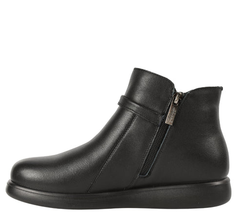 Ghete casual, dama, PASS COLLECTION, J970003A negru, piele naturala