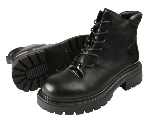 Ghete casual, dama, PASS COLLECTION JH50013A, negru, piele naturala, cu toc