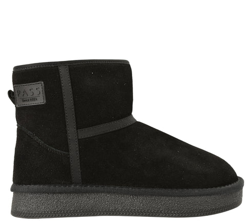 Ghete sport, dama, PASS COLLECTION, M470022A, negru, piele intoarsa