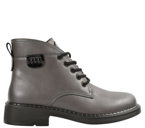 Ghete casual, dama, PASS COLLECTION, M550026B gri, piele naturala