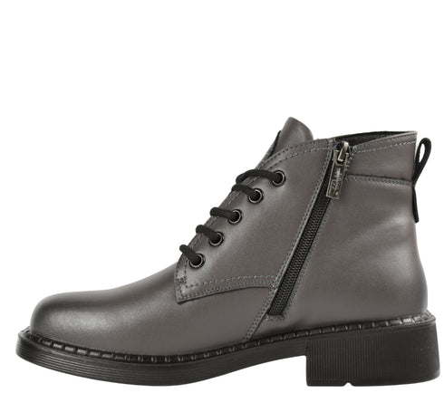 Ghete casual, dama, PASS COLLECTION, M550026B gri, piele naturala