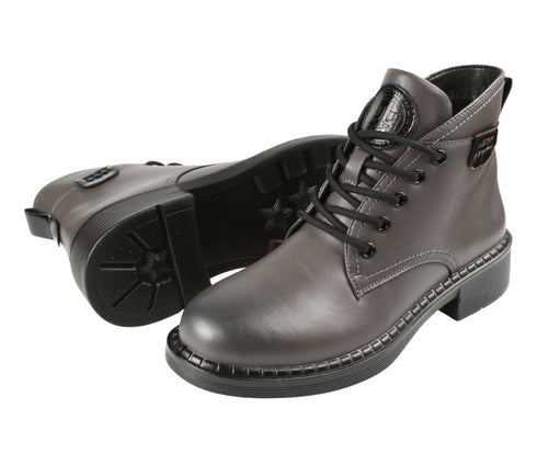 Ghete casual, dama, PASS COLLECTION, M550026B gri, piele naturala