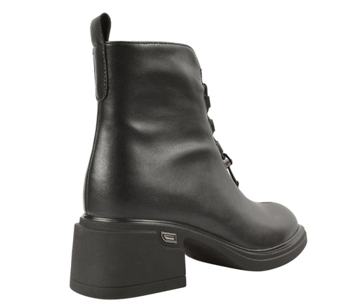 Ghete casual, dama, ANNA VIOTTI, D106-F11239 negru, piele naturala, cu toc