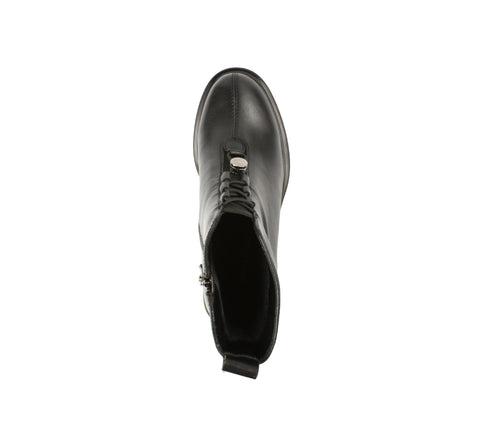 Ghete casual, dama, ANNA VIOTTI, D106-F11239 negru, piele naturala, cu toc