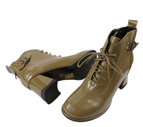 Ghete casual, dama, FORMAZIONE, 012 kaki, piele lacuita