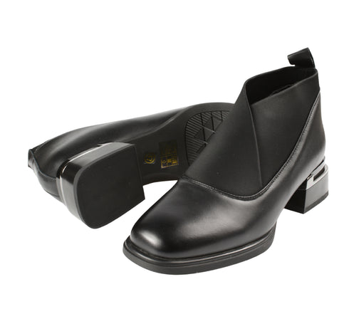 Ghete casual, dama, KARISMA, W170003A negru, piele naturala