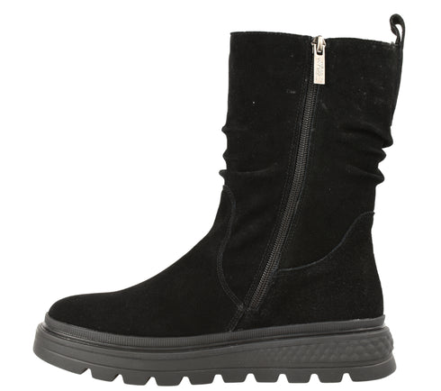 Ghete casual, dama, PASS COLLECTION, J870033B negru, piele intoarsa