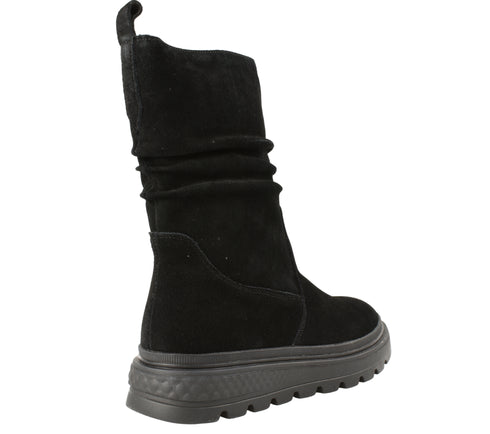 Ghete casual, dama, PASS COLLECTION, J870033B negru, piele intoarsa