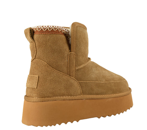 Ghete sport, dama, ANNA VIOTTI, D114-JRGB001, camel, piele intoarsa