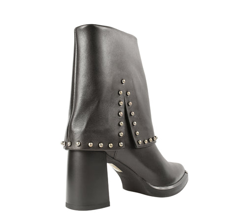 Ghete elegante, dama, EPICA, V1244-S791 negru, piele naturala, cu toc