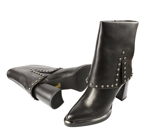 Ghete elegante, dama, EPICA, V1244-S791 negru, piele naturala, cu toc