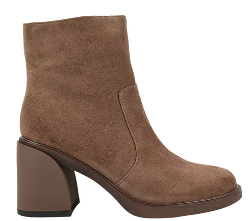 Ghete elegante, dama, FORMAZIONE, 91470 maro, piele intoarsa, cu toc