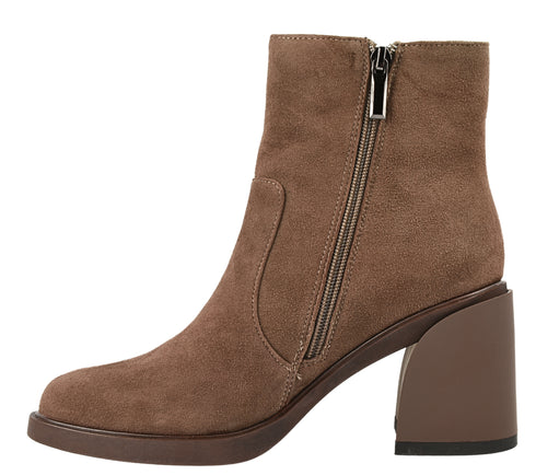 Ghete elegante, dama, FORMAZIONE, 91470 maro, piele intoarsa, cu toc