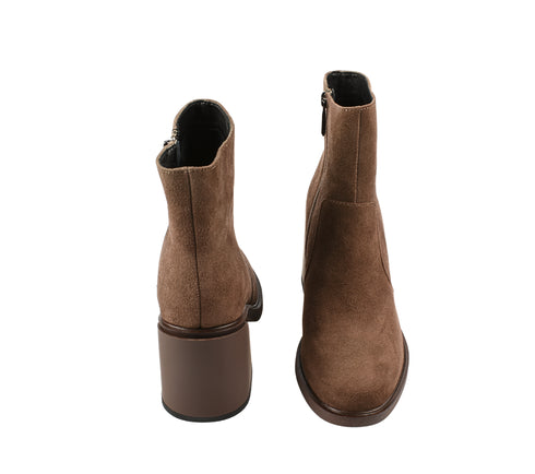 Ghete elegante, dama, FORMAZIONE, 91470 maro, piele intoarsa, cu toc