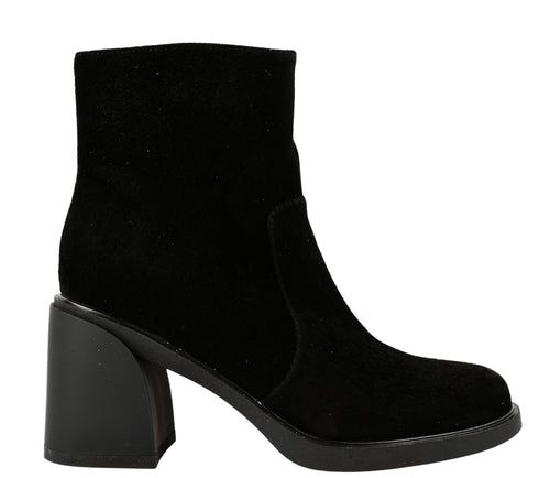 Ghete elegante, dama, FORMAZIONE, 91470 negru, piele intoarsa, cu toc