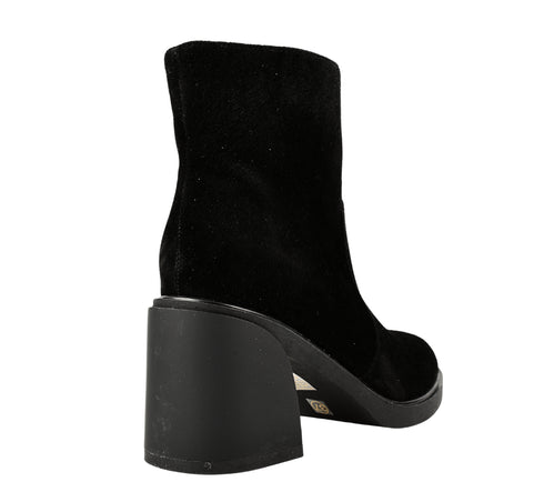 Ghete elegante, dama, FORMAZIONE, 91470 negru, piele intoarsa, cu toc