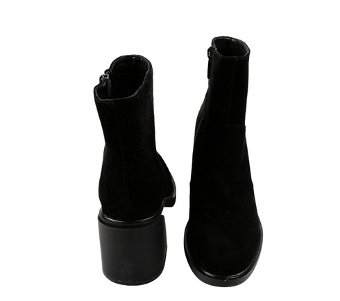 Ghete elegante, dama, FORMAZIONE, 91470 negru, piele intoarsa, cu toc