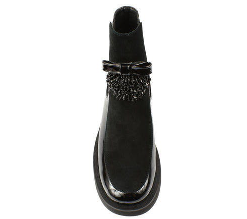 Ghete elegante, dama, EPICA, K350007 negru, piele lacuita, cu toc