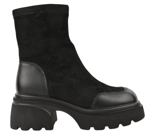 Ghete casual, dama, FORMAZIONE 7890-1, negru, piele intoarsa