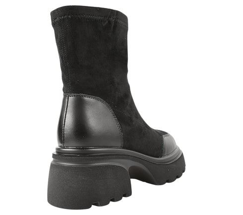 Ghete casual, dama, FORMAZIONE 7890-1, negru, piele intoarsa