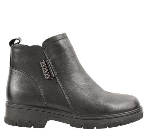 Ghete casual, dama, GALLOP, 58010-1, negru, piele naturala