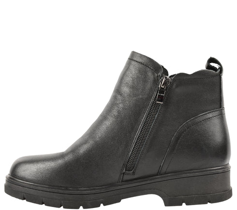 Ghete casual, dama, GALLOP, 58010-1, negru, piele naturala