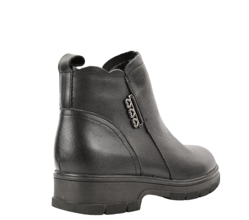 Ghete casual, dama, GALLOP, 58010-1, negru, piele naturala