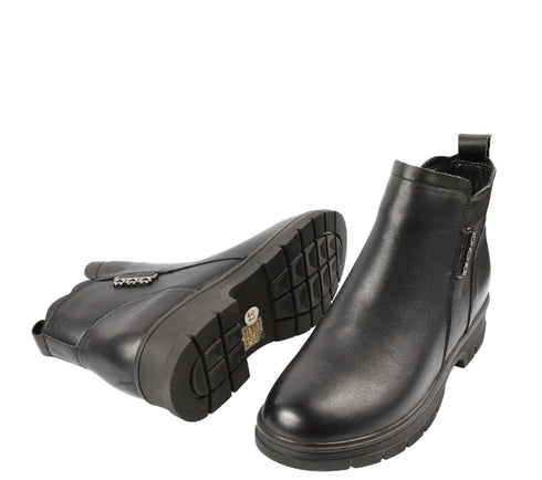 Ghete casual, dama, GALLOP, 58010-1, negru, piele naturala