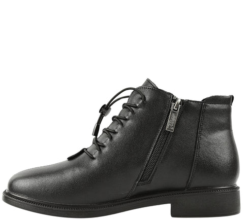 Ghete casual, dama, PASS COLLECTION, J930001A negru, piele naturala