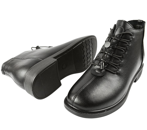 Ghete casual, dama, PASS COLLECTION, J930001A negru, piele naturala