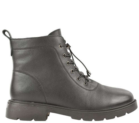 Ghete casual, dama, PASS COLLECTION, X450010A negru, piele naturala